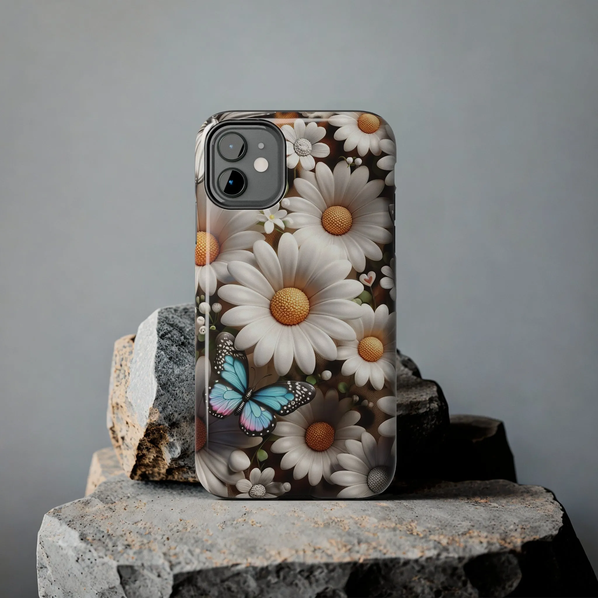 Butterflies, Leopard Print & Daisies Digital print Design Tough Phone Case compatible with a large variety of iPhone models,Gift, Phone Case