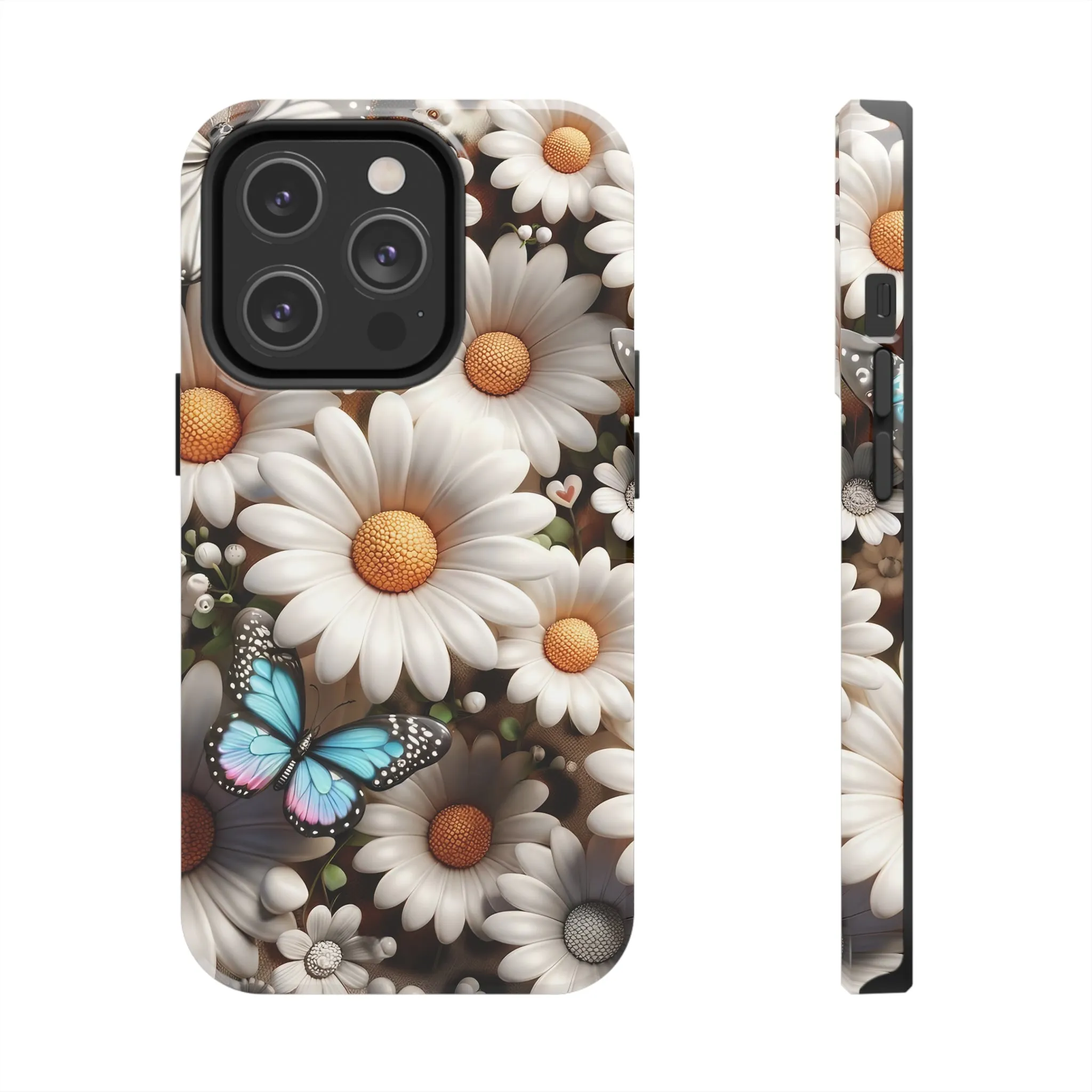 Butterflies, Leopard Print & Daisies Digital print Design Tough Phone Case compatible with a large variety of iPhone models,Gift, Phone Case