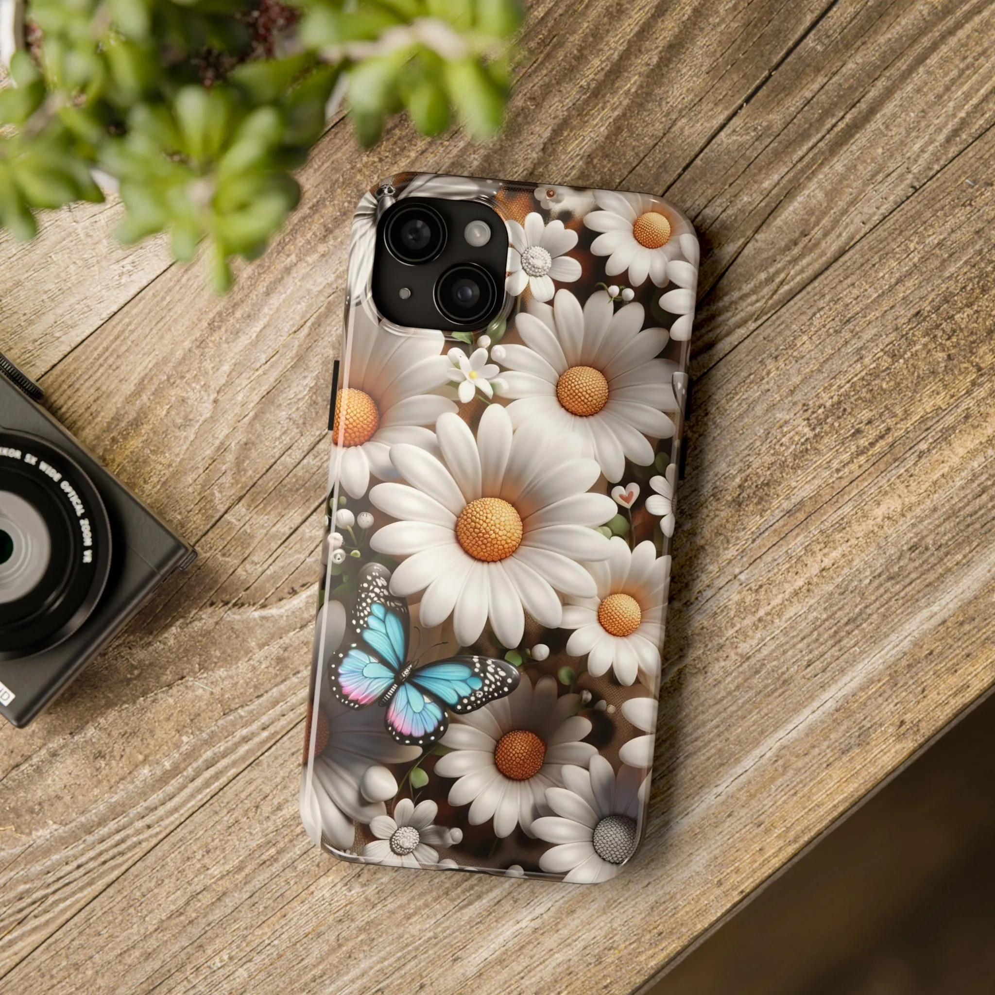 Butterflies, Leopard Print & Daisies Digital print Design Tough Phone Case compatible with a large variety of iPhone models,Gift, Phone Case