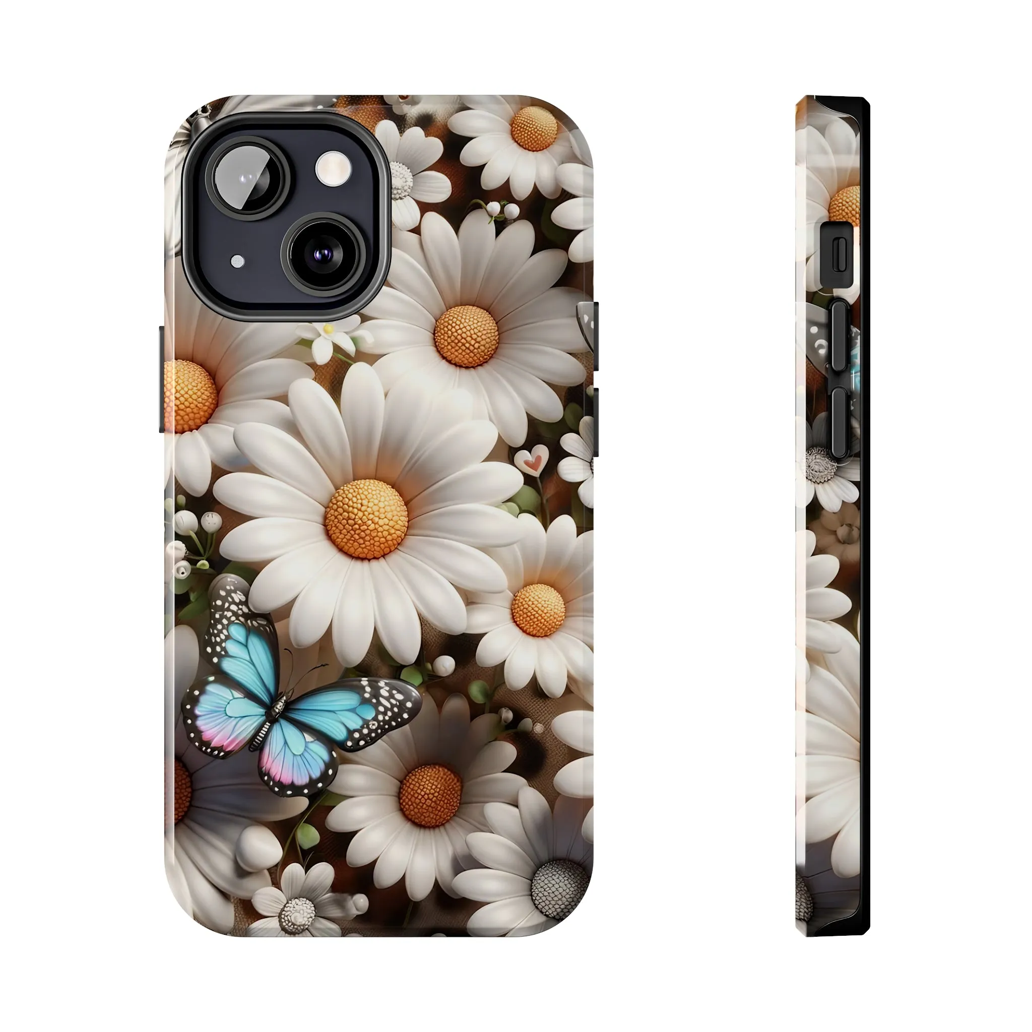 Butterflies, Leopard Print & Daisies Digital print Design Tough Phone Case compatible with a large variety of iPhone models,Gift, Phone Case