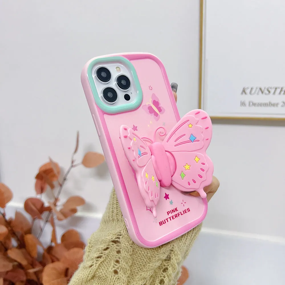 Butterfly Folding Wings Stand Silicone Soft Case - iPhone 12