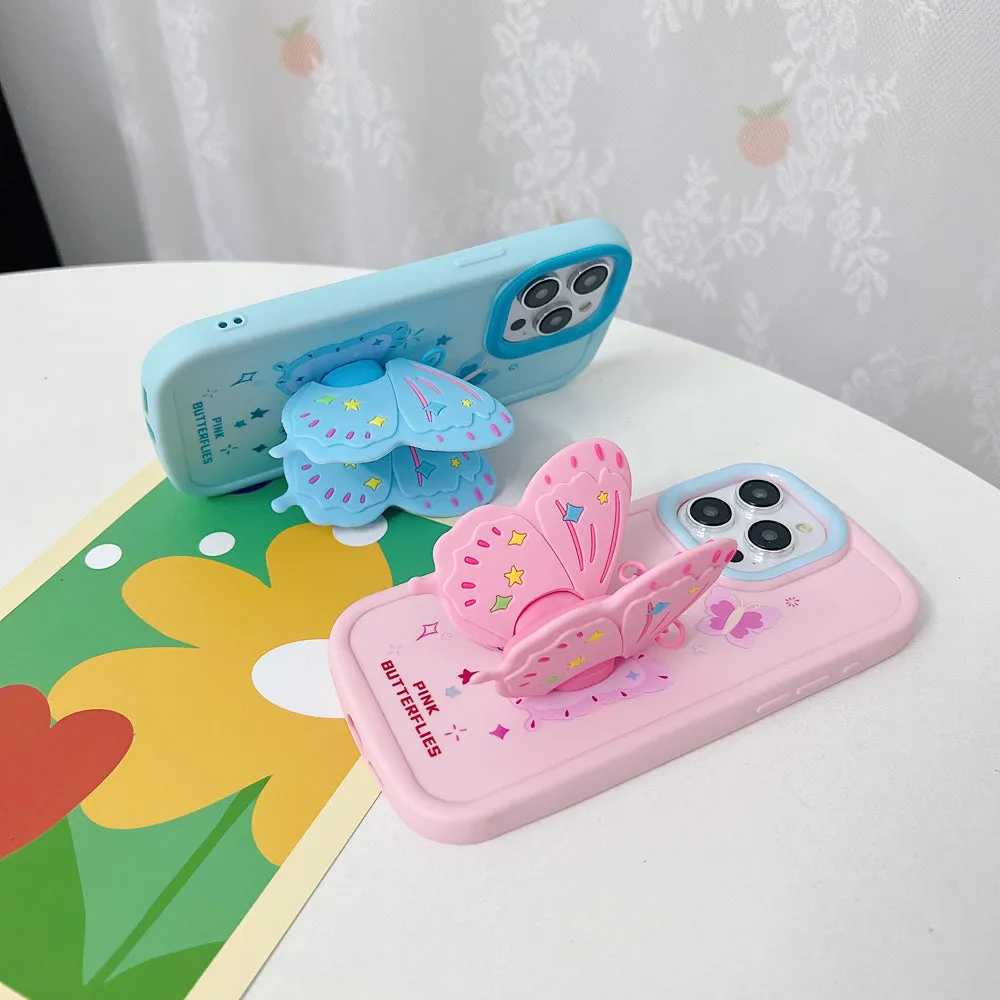 Butterfly Folding Wings Stand Silicone Soft Case - iPhone 12