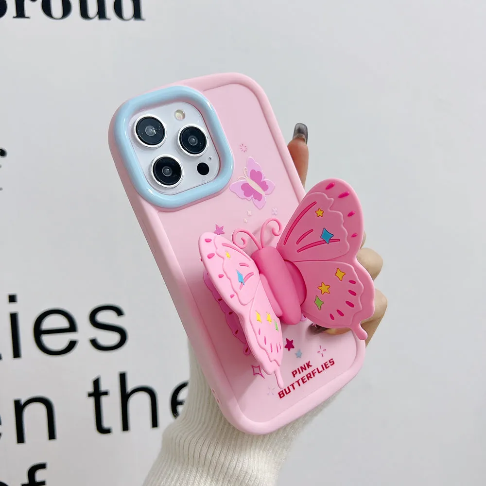 Butterfly Folding Wings Stand Silicone Soft Case - iPhone 12