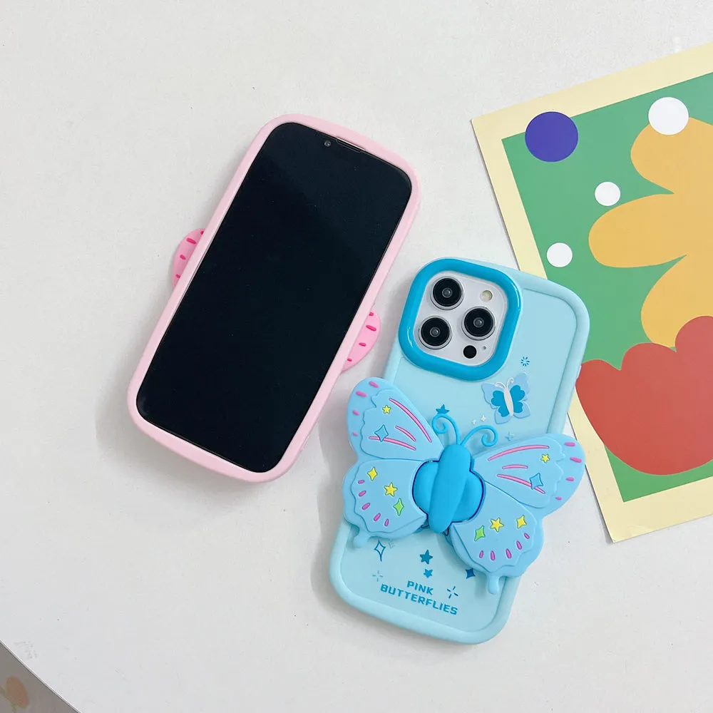 Butterfly Folding Wings Stand Silicone Soft Case - iPhone 12