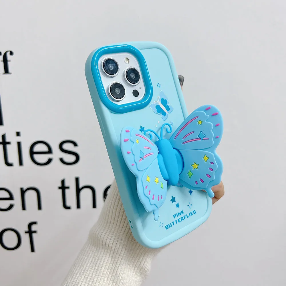 Butterfly Folding Wings Stand Silicone Soft Case - iPhone 12