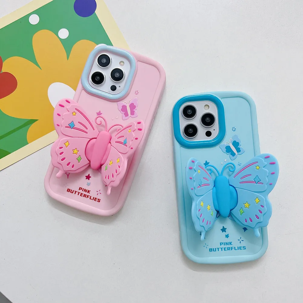 Butterfly Folding Wings Stand Silicone Soft Case - iPhone 12