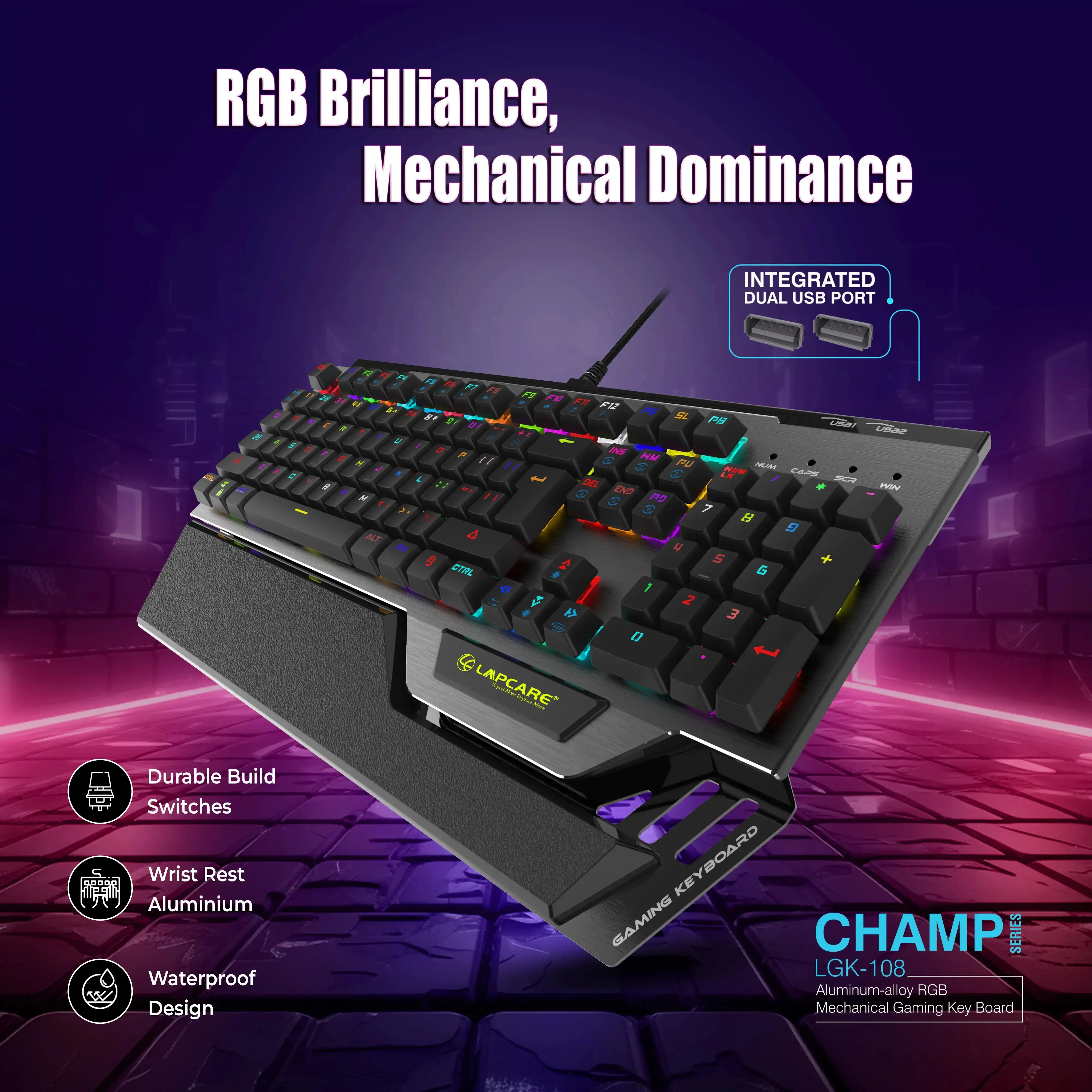 Champ LGK-108 Aluminum-alloy Mechanical RBG Gaming Keyboard