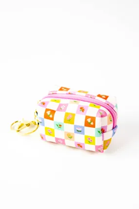 Checkerboard Blooms Key Chain Pouch