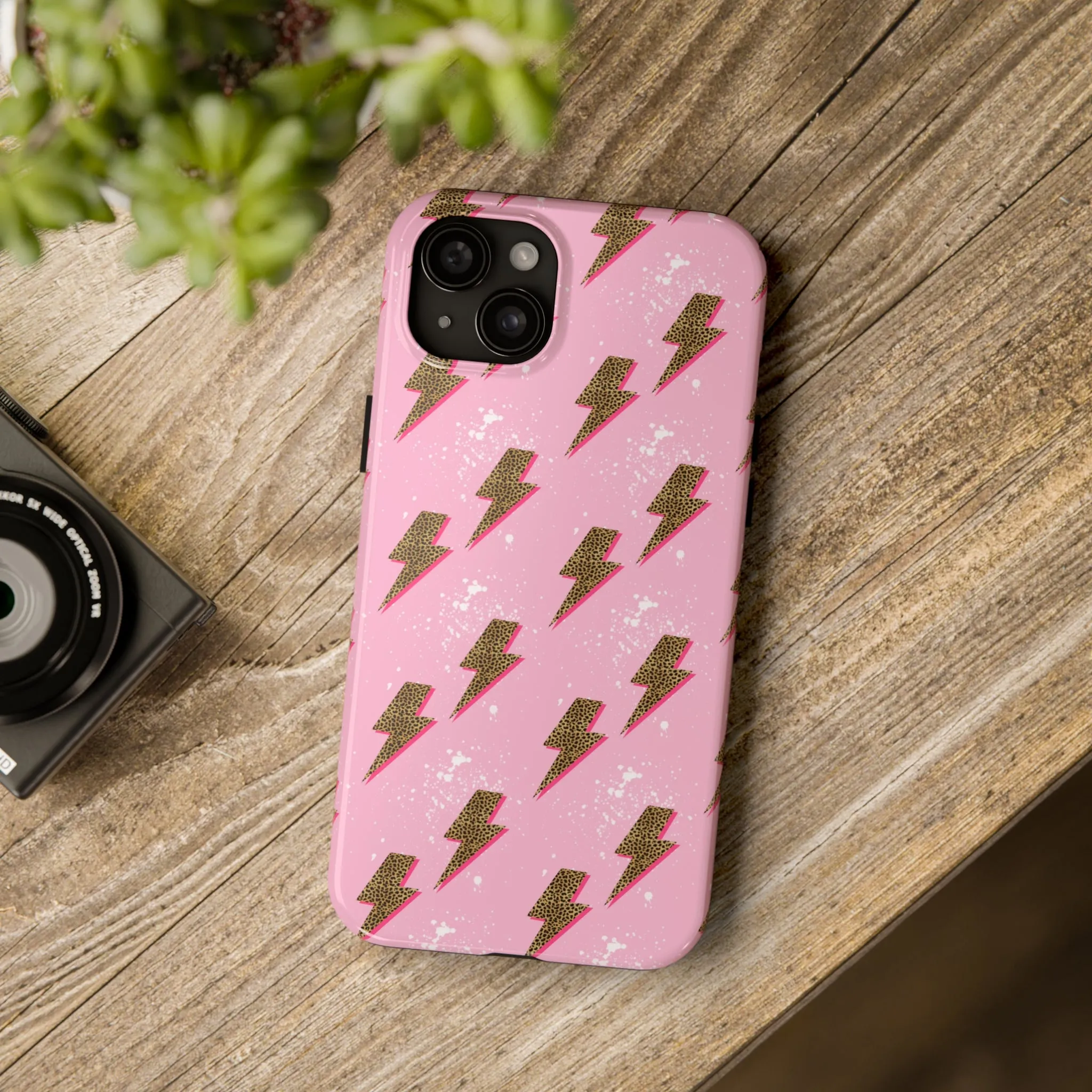 Cheetah Print Lightning Bolts Design Phone Case- Lightweight, Impact Resistant Cover for iPhone 6, 6s, 12, 13, 14, 15