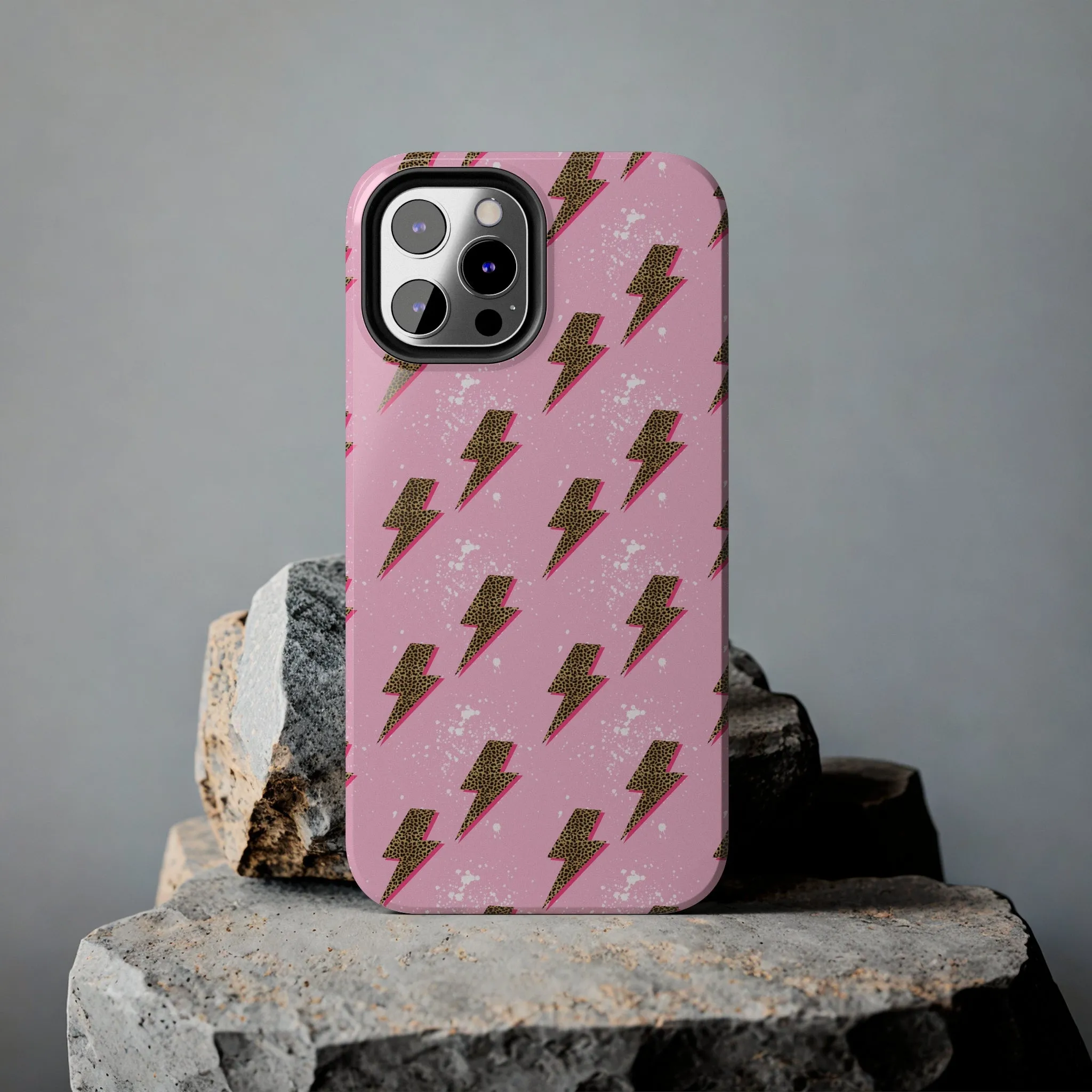 Cheetah Print Lightning Bolts Design Phone Case- Lightweight, Impact Resistant Cover for iPhone 6, 6s, 12, 13, 14, 15