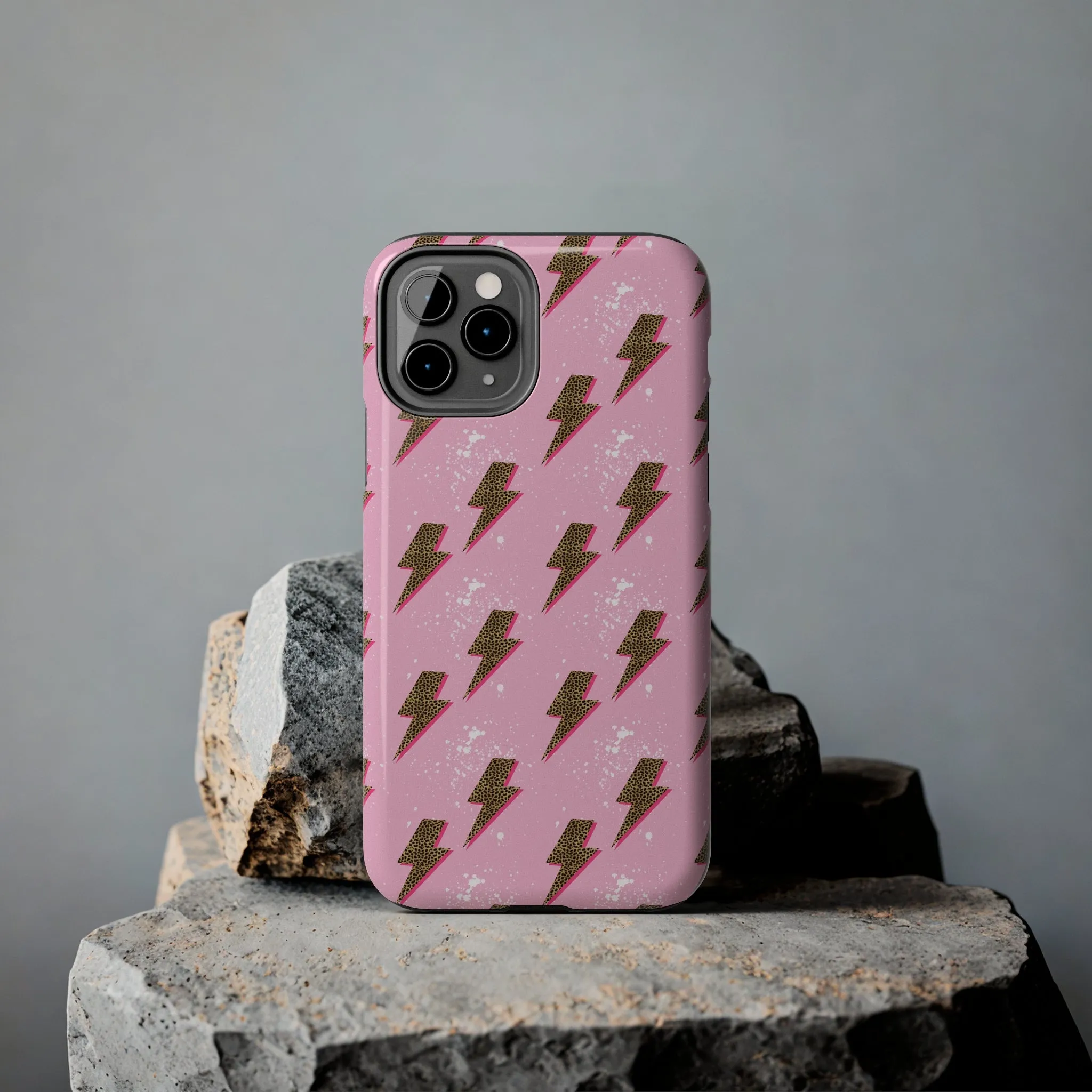 Cheetah Print Lightning Bolts Design Phone Case- Lightweight, Impact Resistant Cover for iPhone 6, 6s, 12, 13, 14, 15