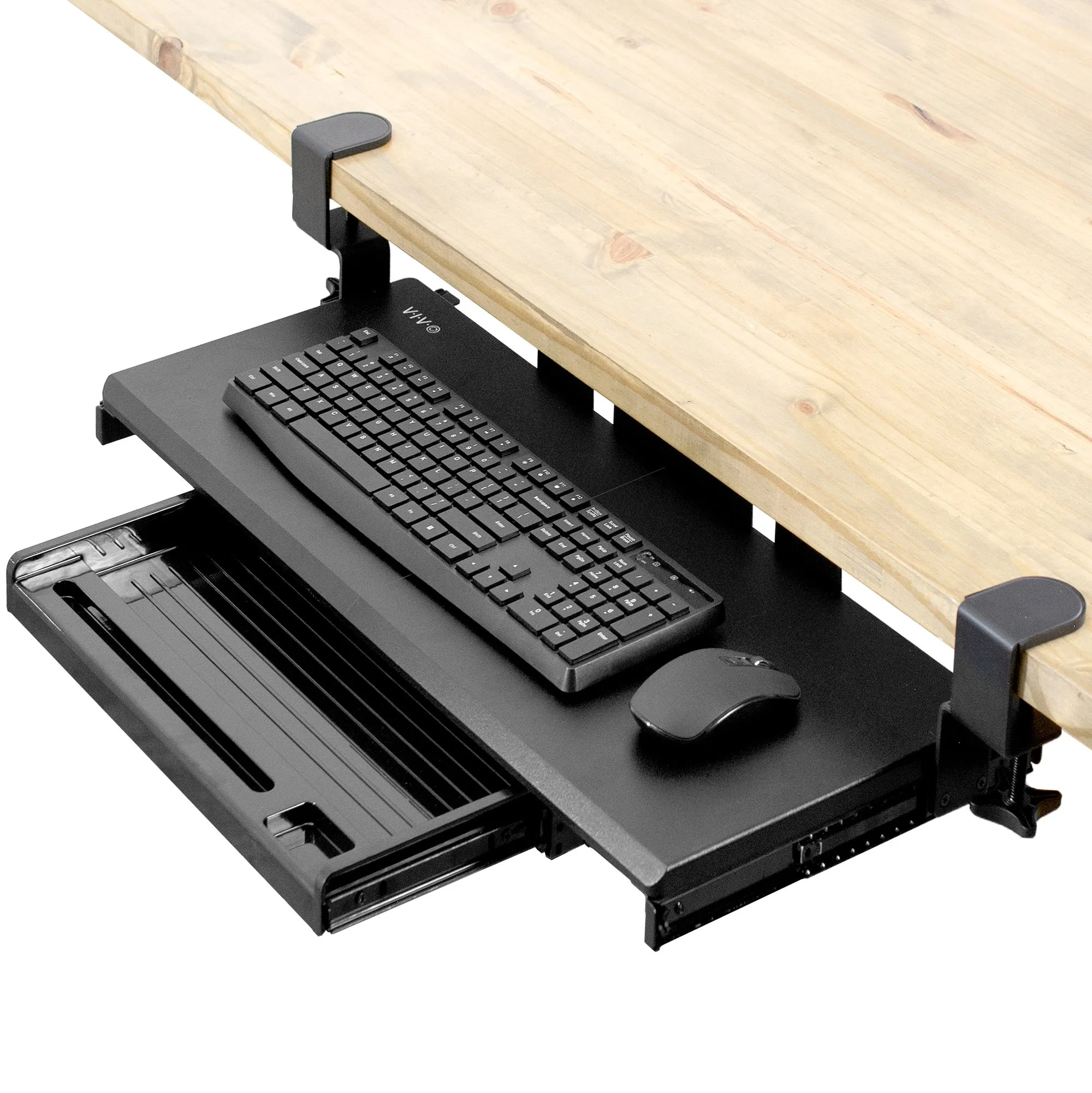 Clamp-on Keyboard Tray with Pencil Drawer