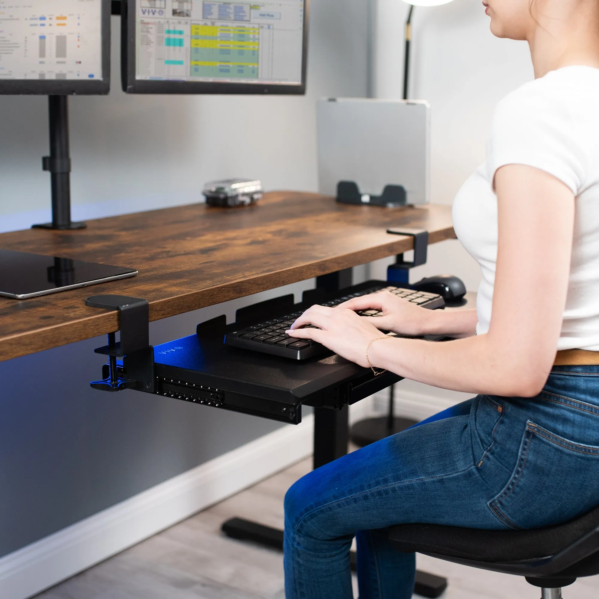 Clamp-on Keyboard Tray with Pencil Drawer