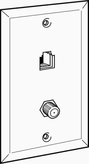 Coaxial And Telephone Wall Plate Combo Cable Jack White