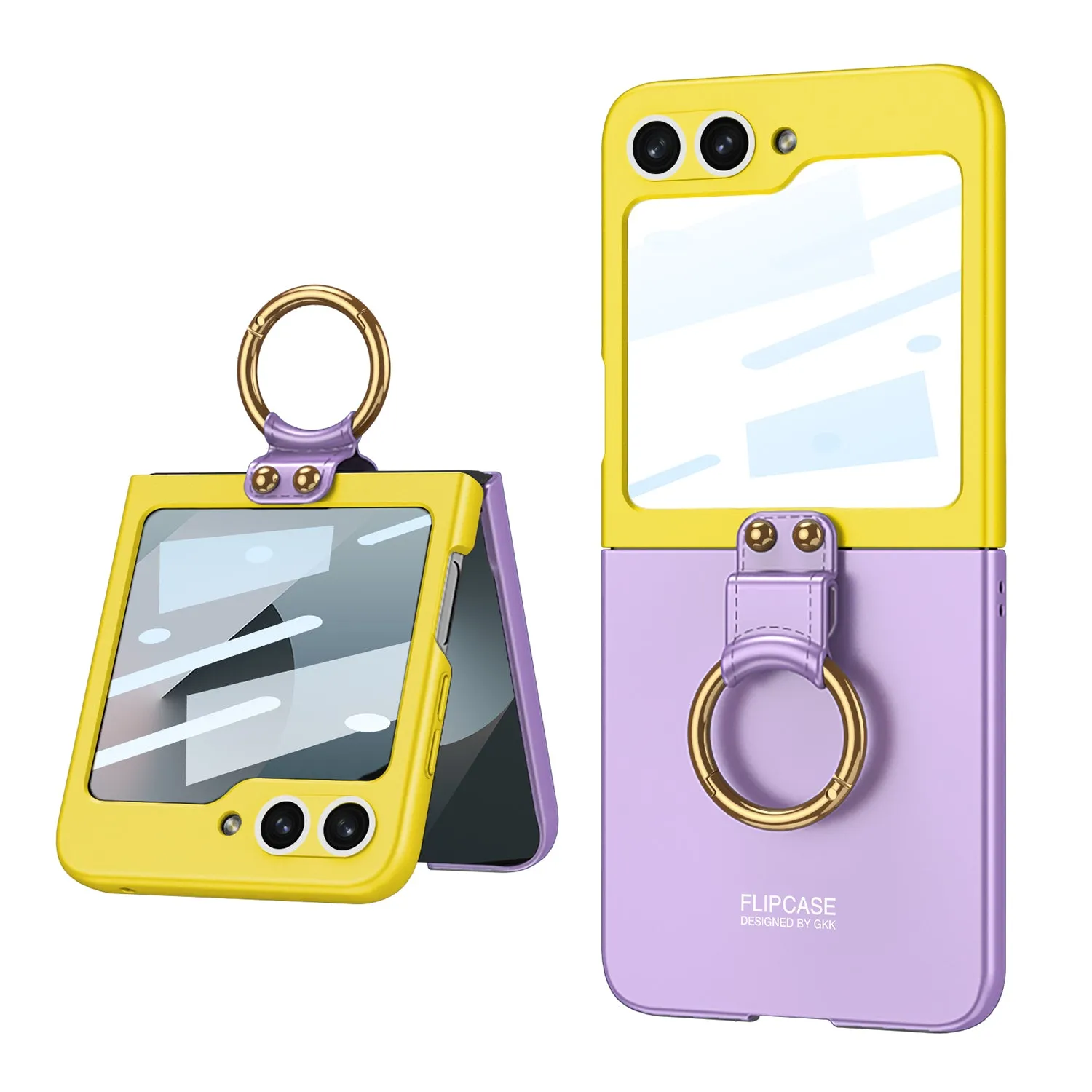 Contrast Color Ultra Thin Ring Holder Ring Holder Case Built-in Screen For Samsung Galaxy Z Flip 6