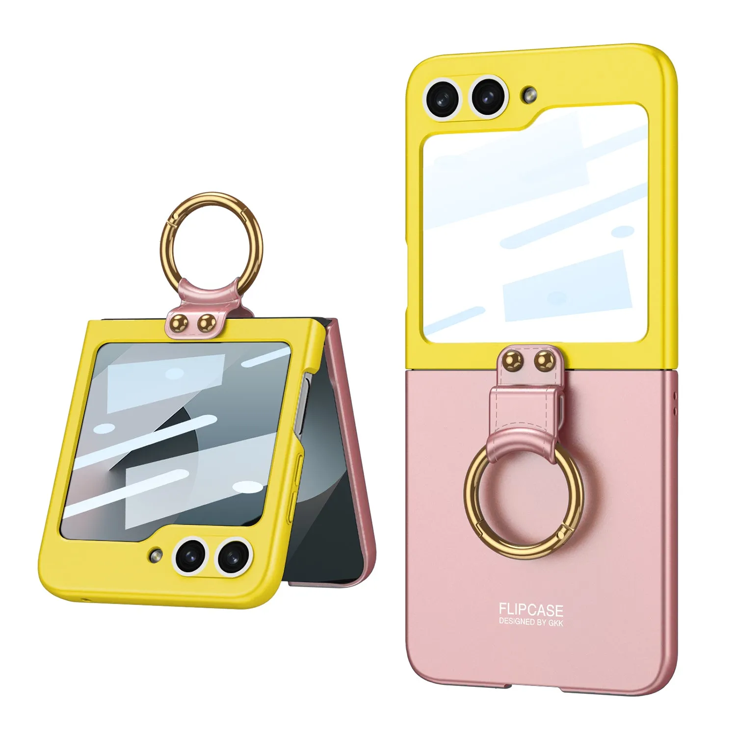 Contrast Color Ultra Thin Ring Holder Ring Holder Case Built-in Screen For Samsung Galaxy Z Flip 6