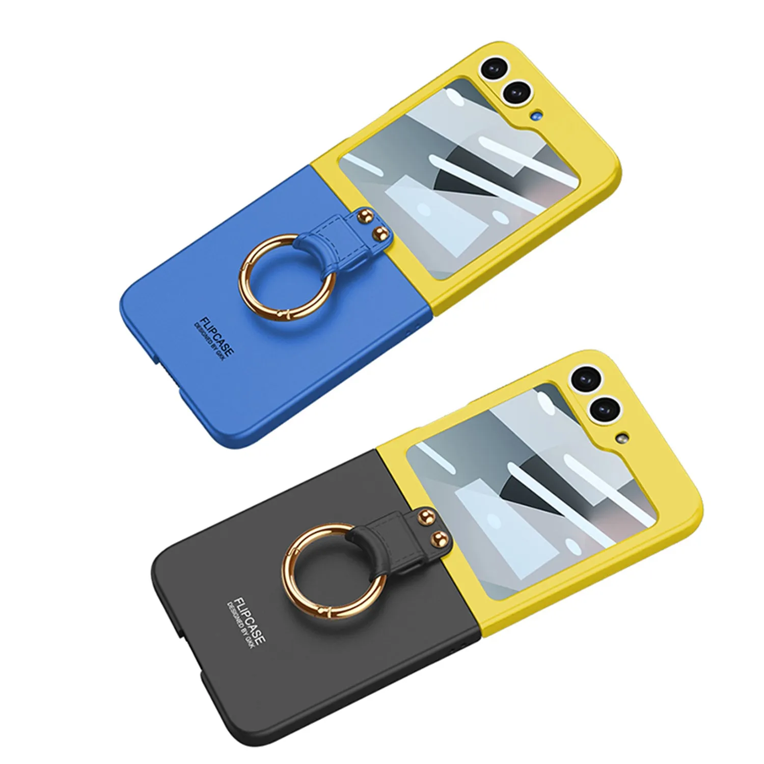 Contrast Color Ultra Thin Ring Holder Ring Holder Case Built-in Screen For Samsung Galaxy Z Flip 6