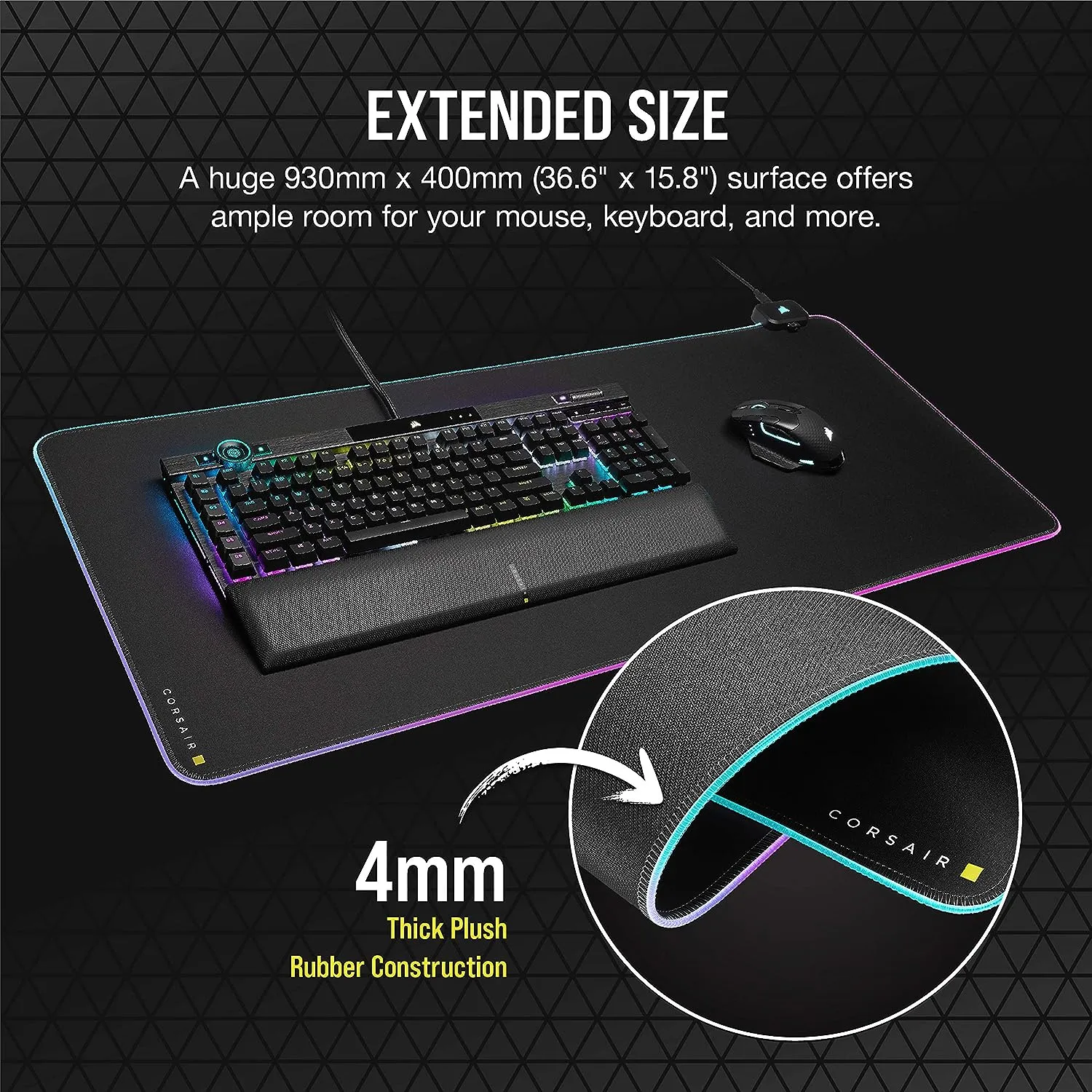 Corsair MM700 RGB Extended Cloth Gaming Mouse Pad CH-9417070-WW