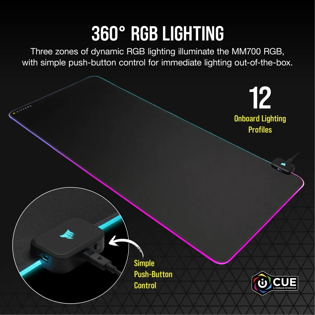 Corsair MM700 RGB Extended Cloth Gaming Mouse Pad CH-9417070-WW