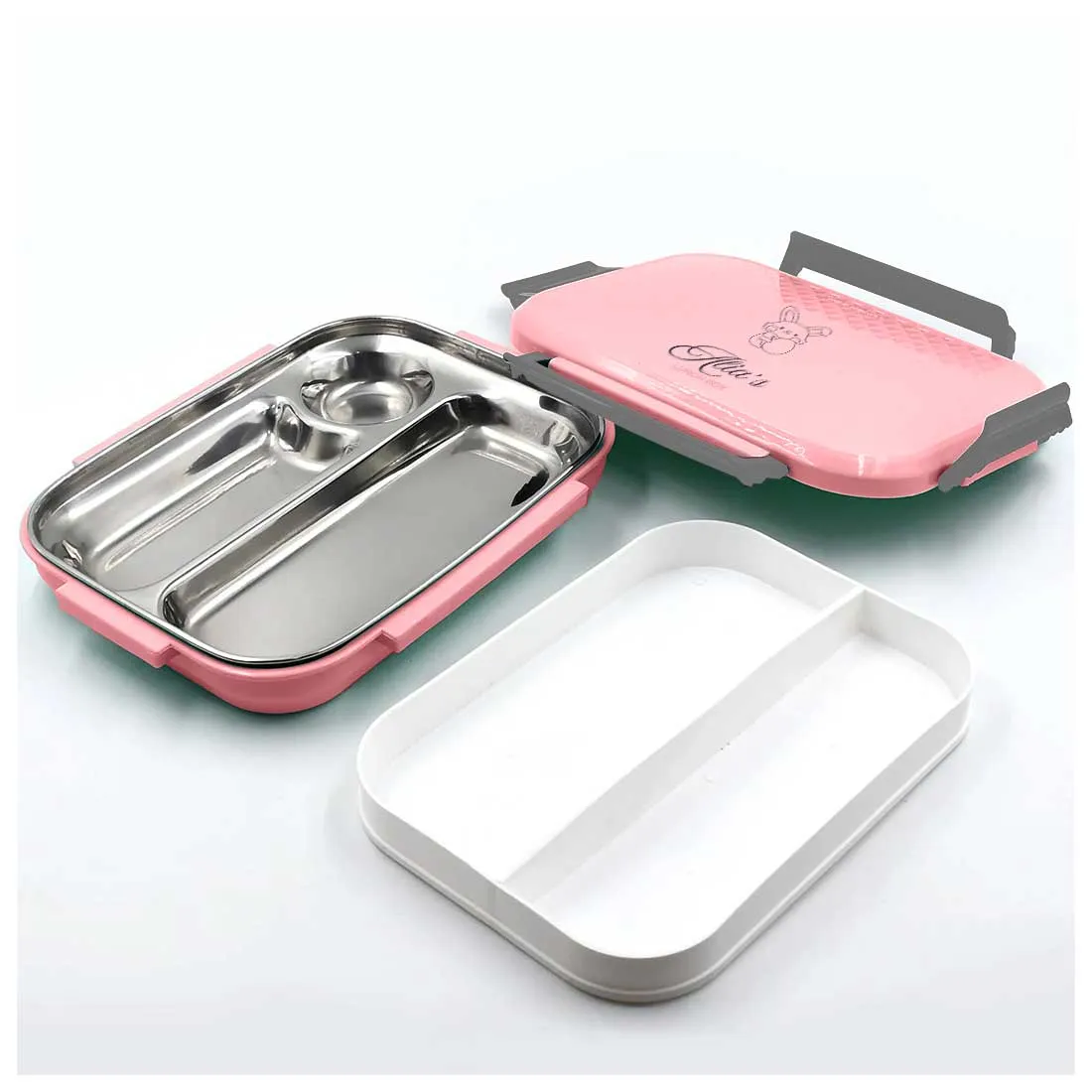 Customized Lunch Box - Pink Stainless Steel Tiffin Box