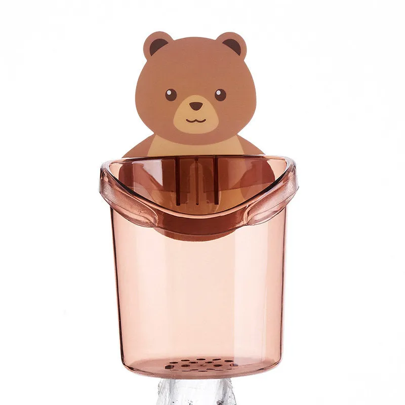 Cute Bear Wall Mounted Toothbrush Holder (Pack of 2 Pcs)