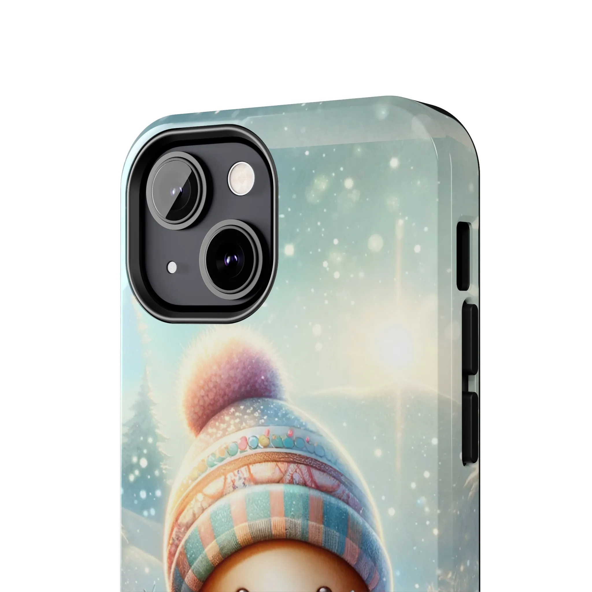 Cute Happy Gingerbread Man in the Snow Pattern Design Tough Phone Case compatible with a large variety of iPhone models, Gift, Phone Case