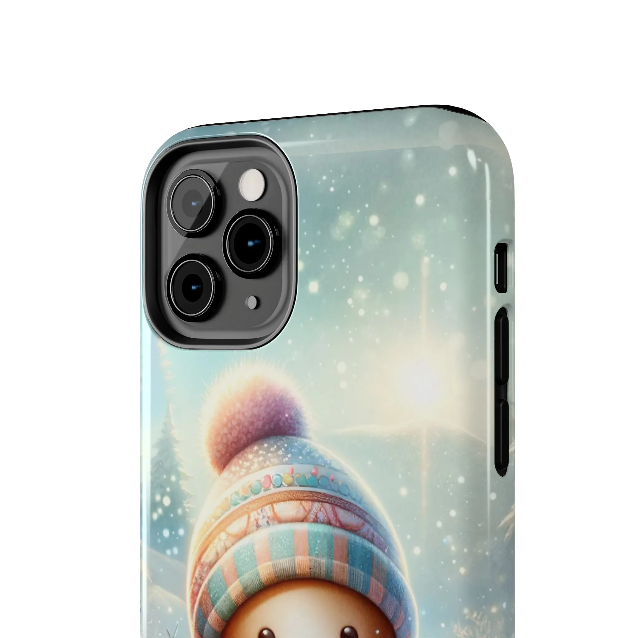 Cute Happy Gingerbread Man in the Snow Pattern Design Tough Phone Case compatible with a large variety of iPhone models, Gift, Phone Case