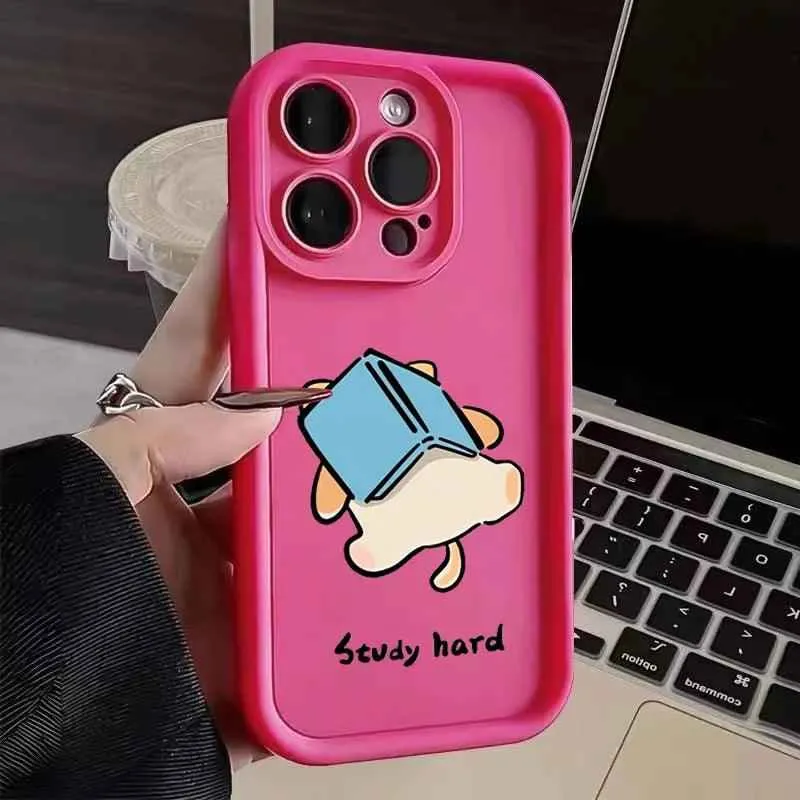 Cute Phone Cases For iPhone 15 Pro Max, 14, 13, 12, 11, XS Max, XR, X, 7, and 8 Plus - "Study Hard" Dog - TSP228