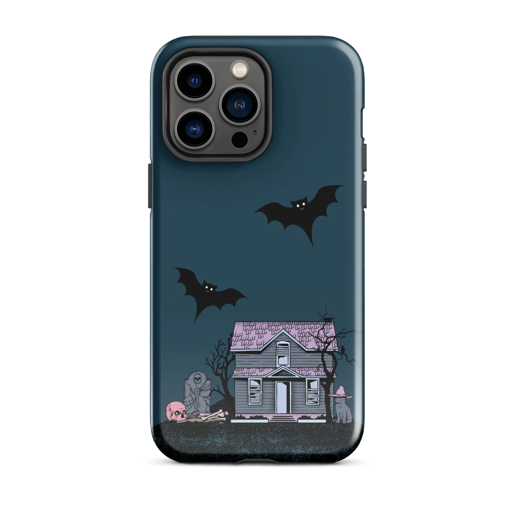 Dark Blue Halloween Haunted premium iPhone case