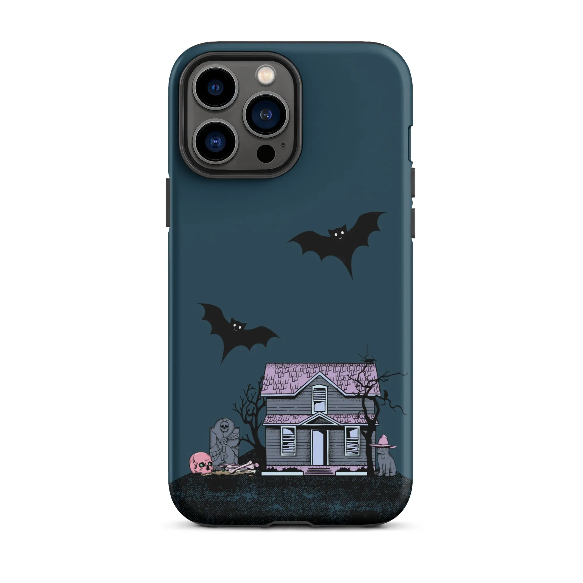 Dark Blue Halloween Haunted premium iPhone case