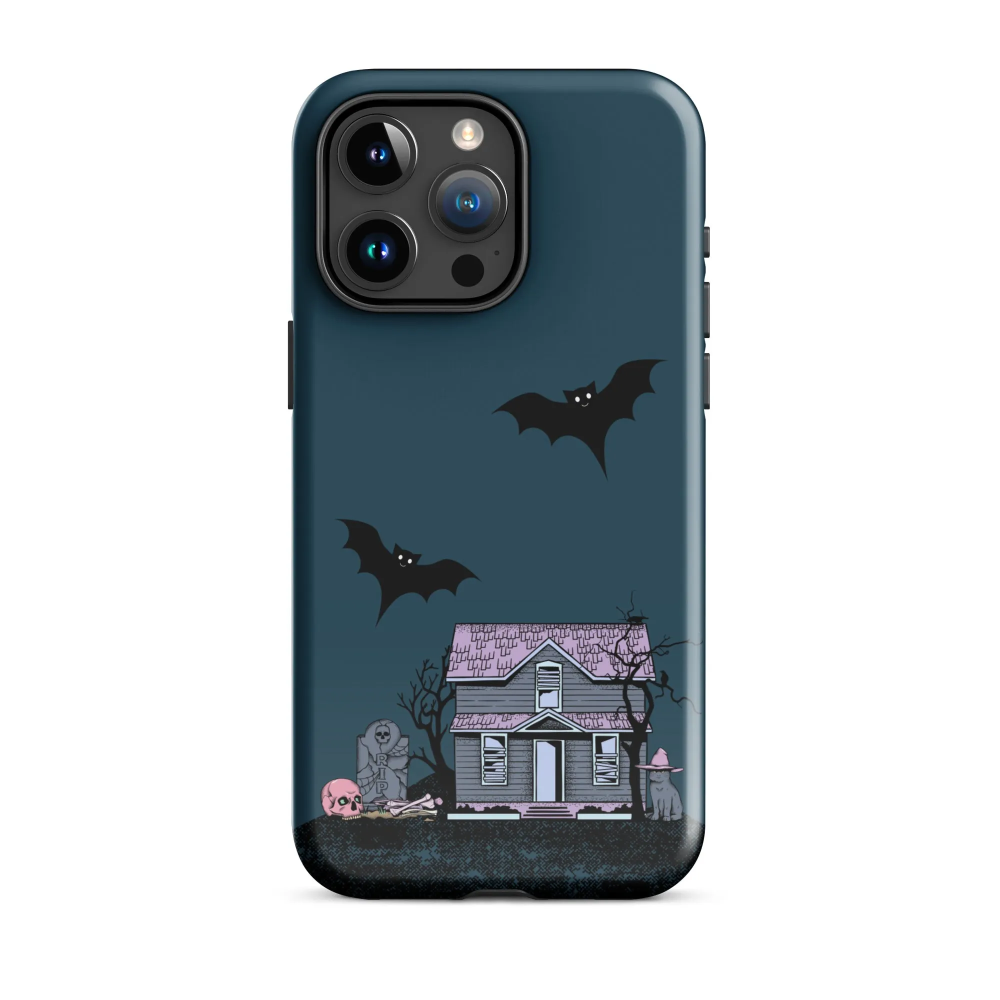 Dark Blue Halloween Haunted premium iPhone case