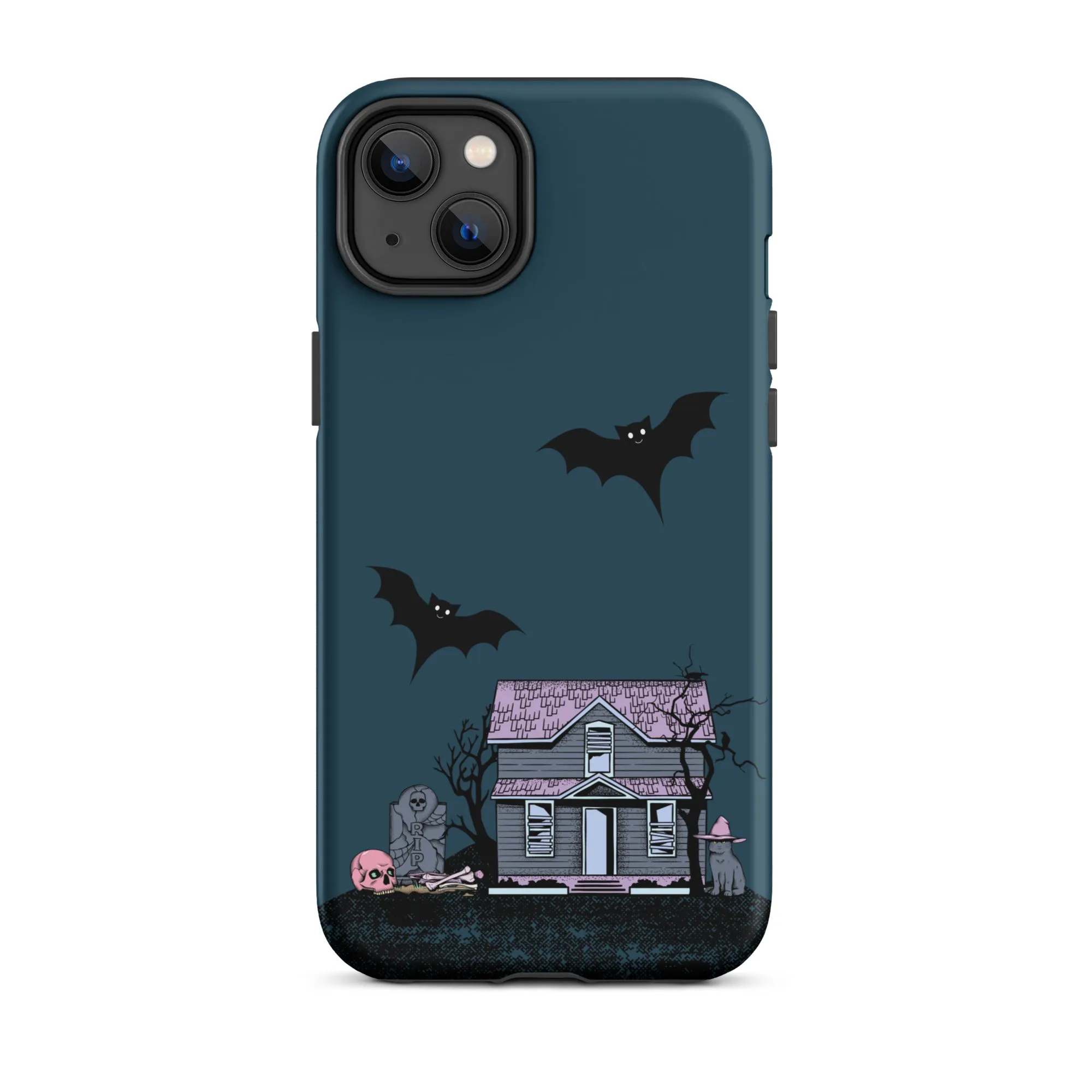 Dark Blue Halloween Haunted premium iPhone case