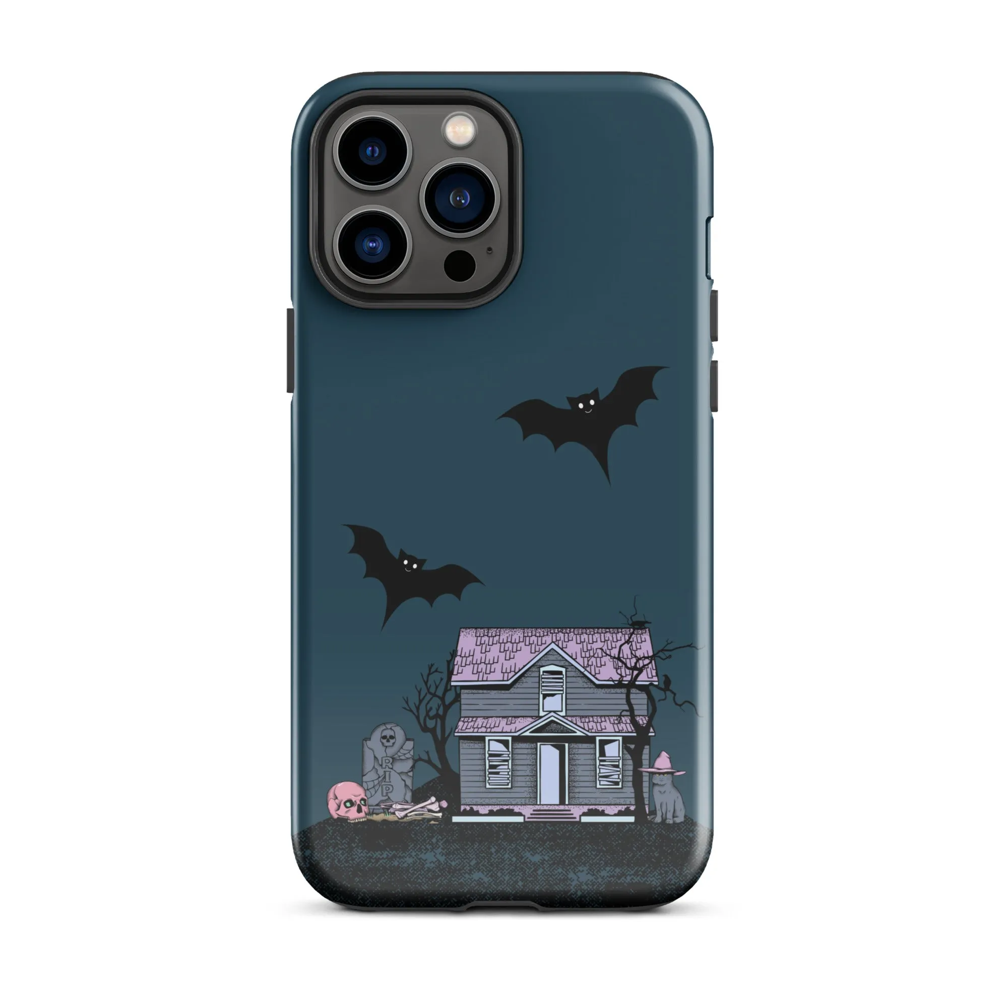 Dark Blue Halloween Haunted premium iPhone case