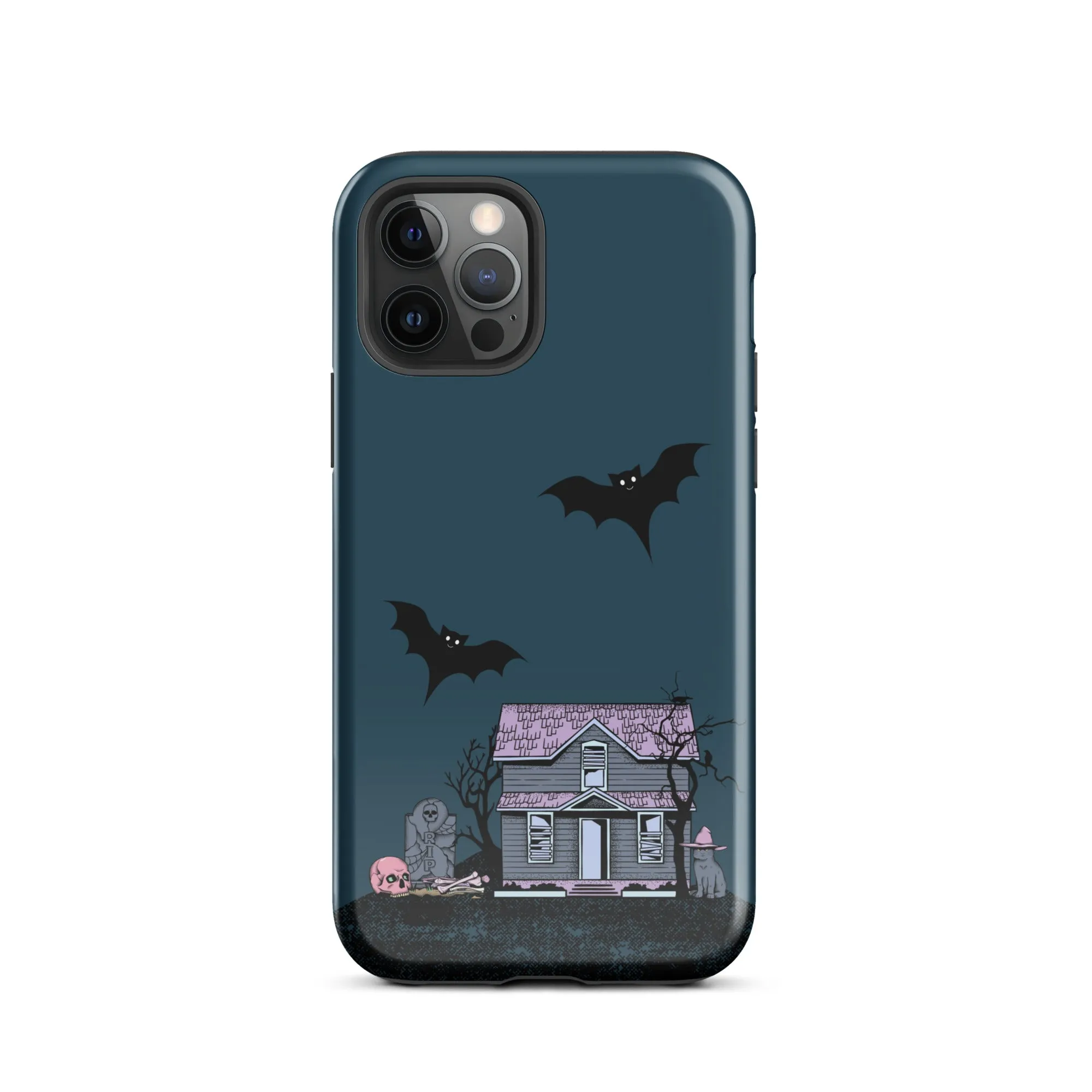 Dark Blue Halloween Haunted premium iPhone case