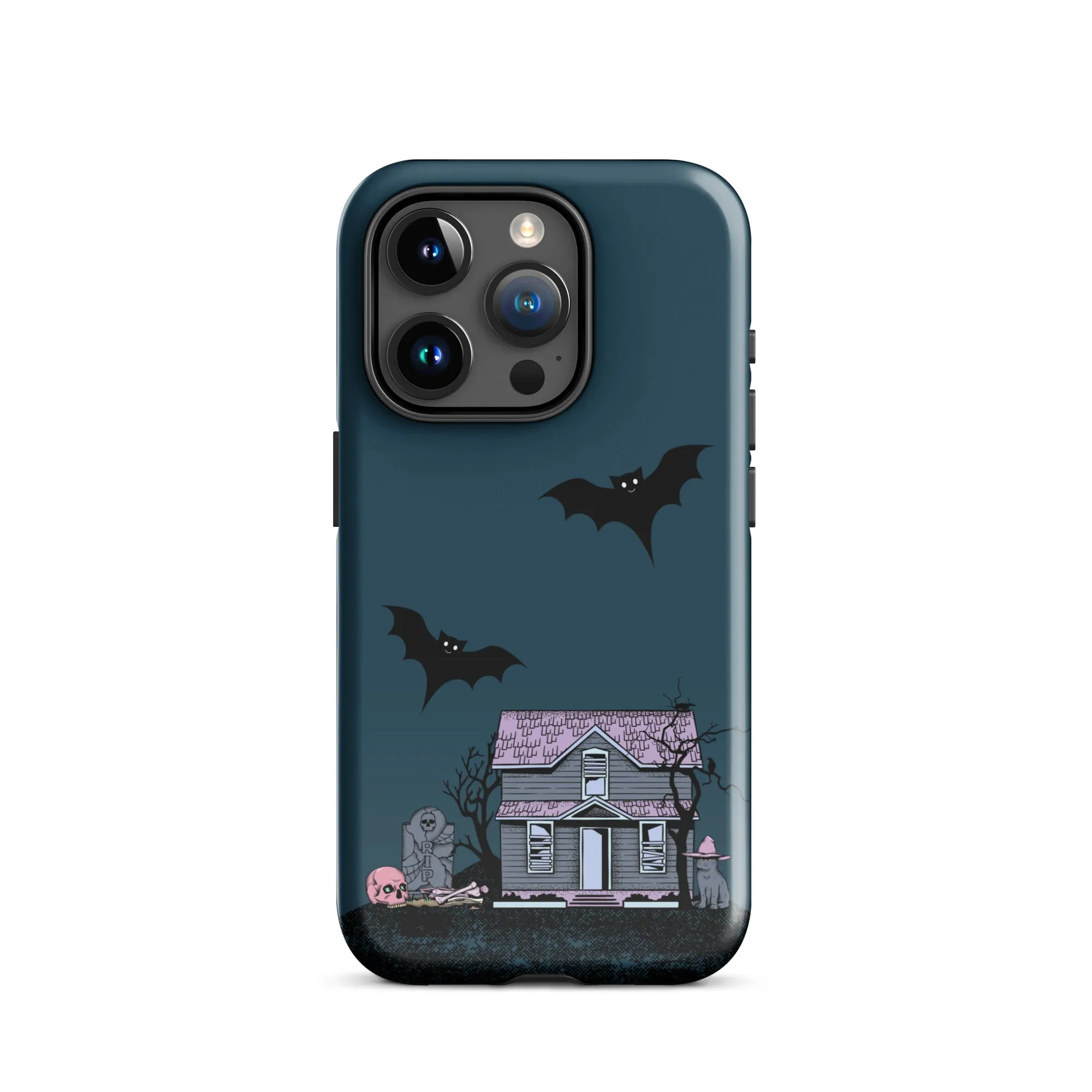 Dark Blue Halloween Haunted premium iPhone case