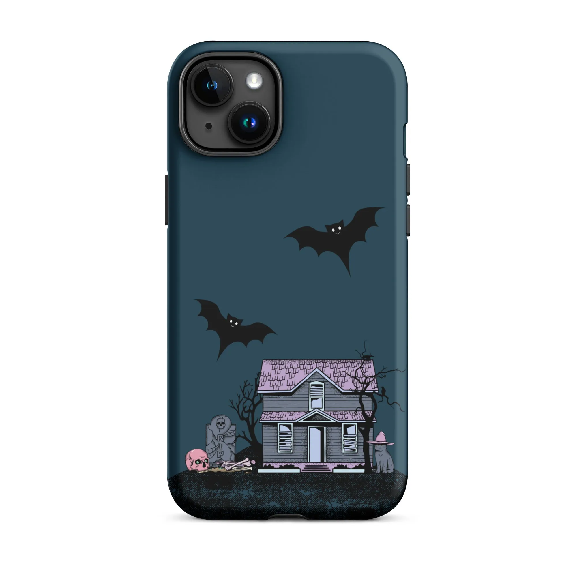 Dark Blue Halloween Haunted premium iPhone case