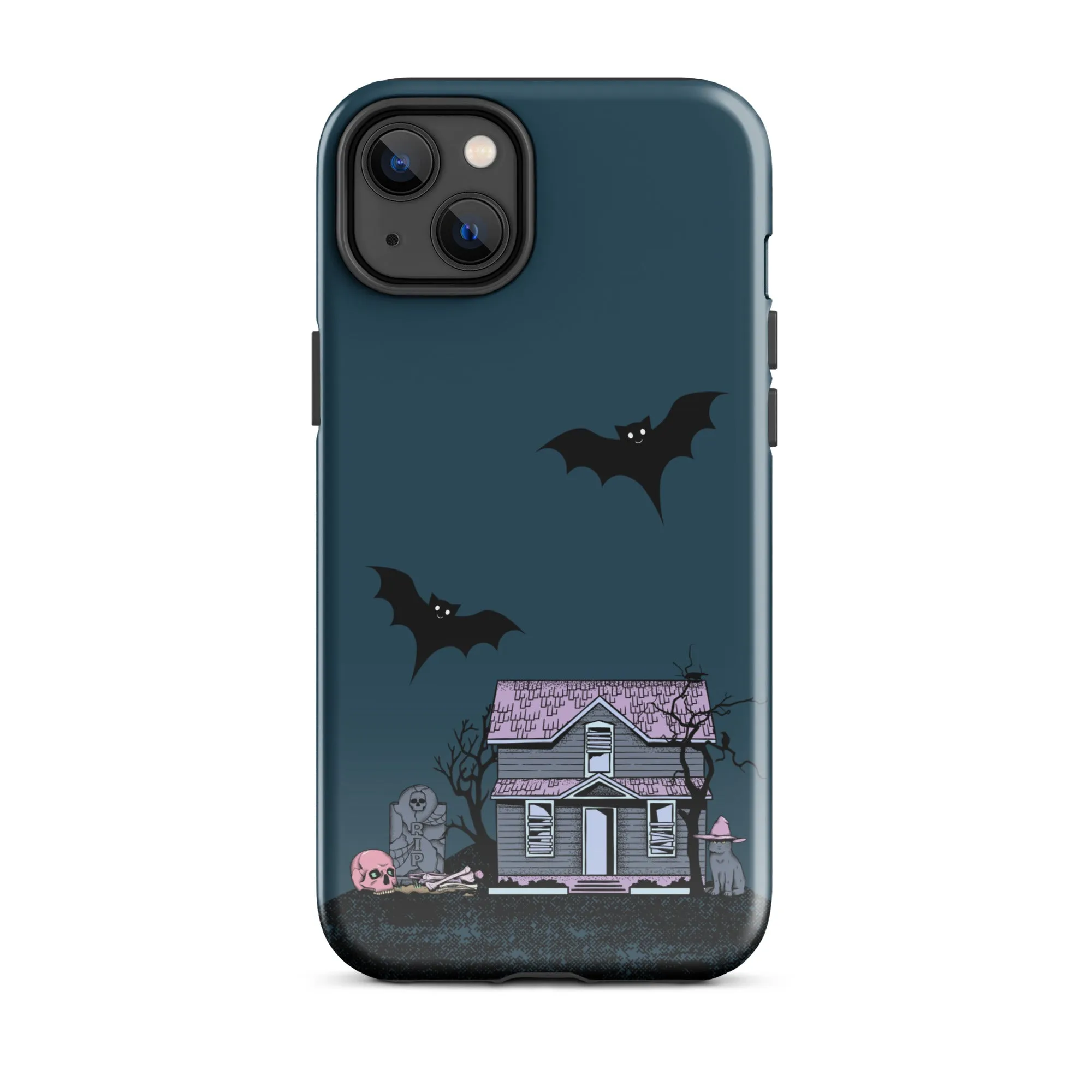 Dark Blue Halloween Haunted premium iPhone case