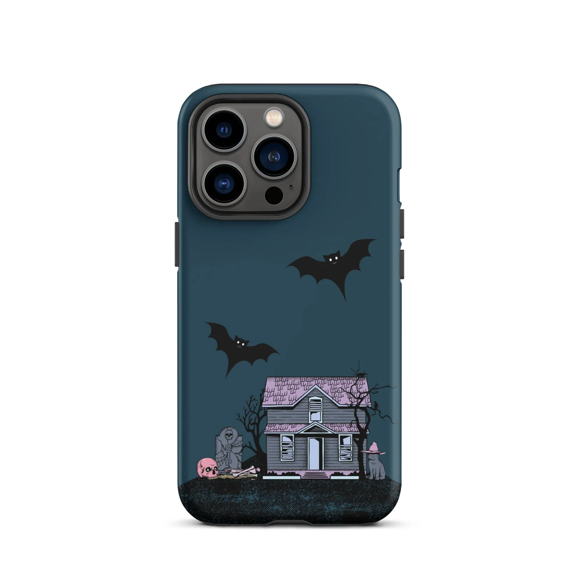 Dark Blue Halloween Haunted premium iPhone case