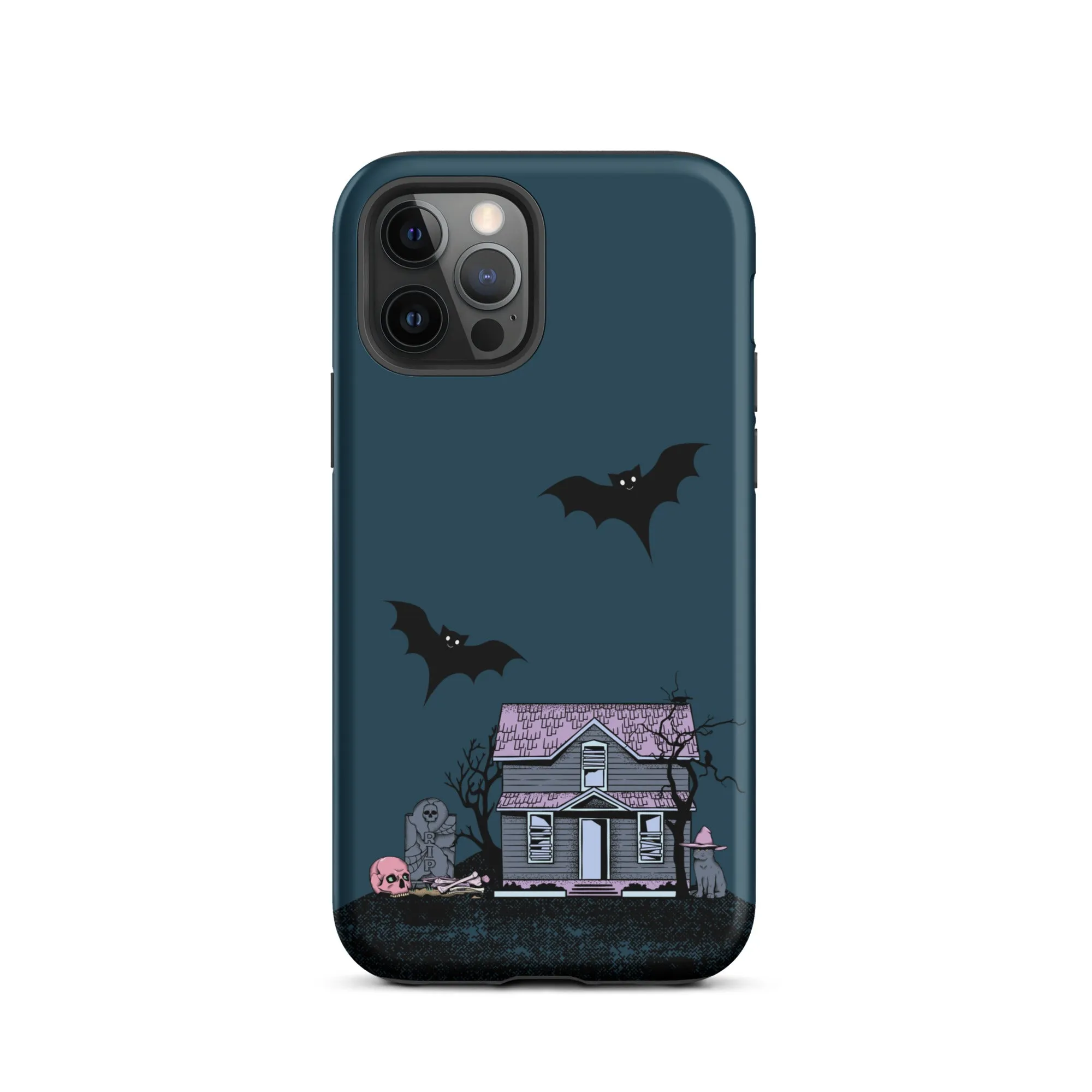 Dark Blue Halloween Haunted premium iPhone case