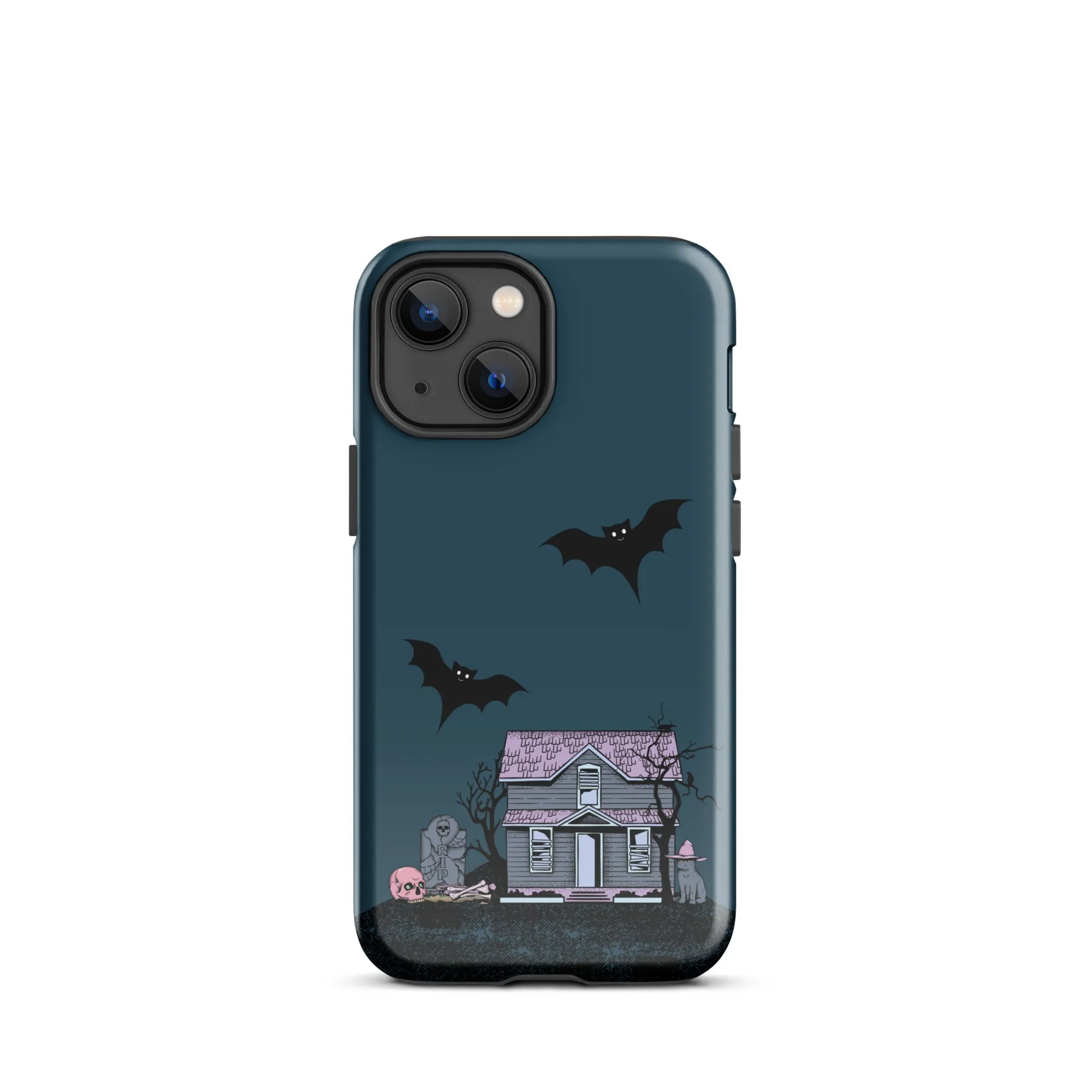 Dark Blue Halloween Haunted premium iPhone case