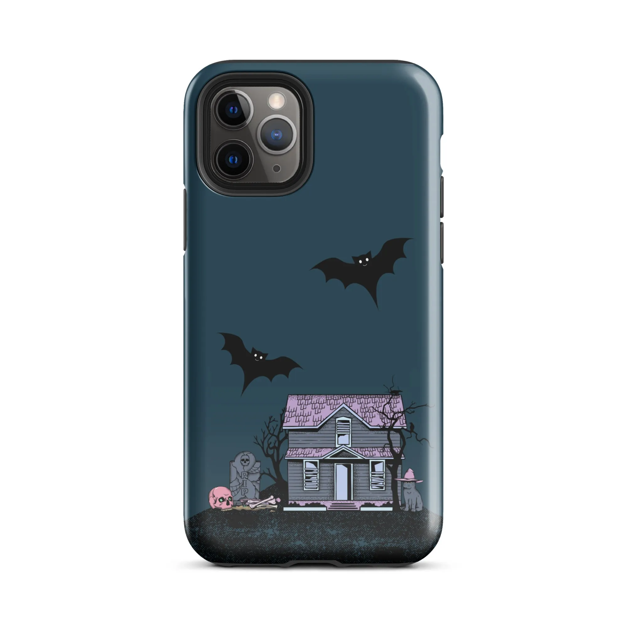 Dark Blue Halloween Haunted premium iPhone case