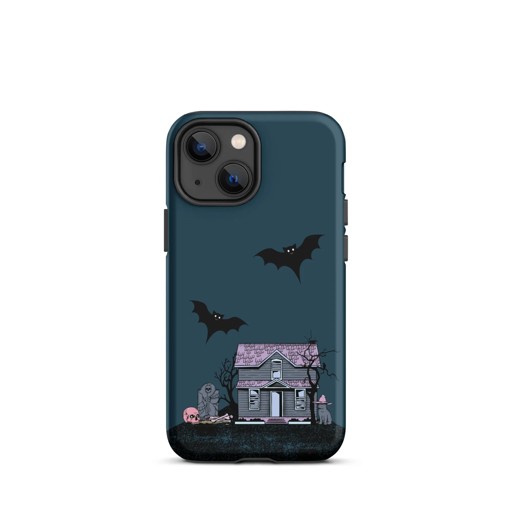 Dark Blue Halloween Haunted premium iPhone case