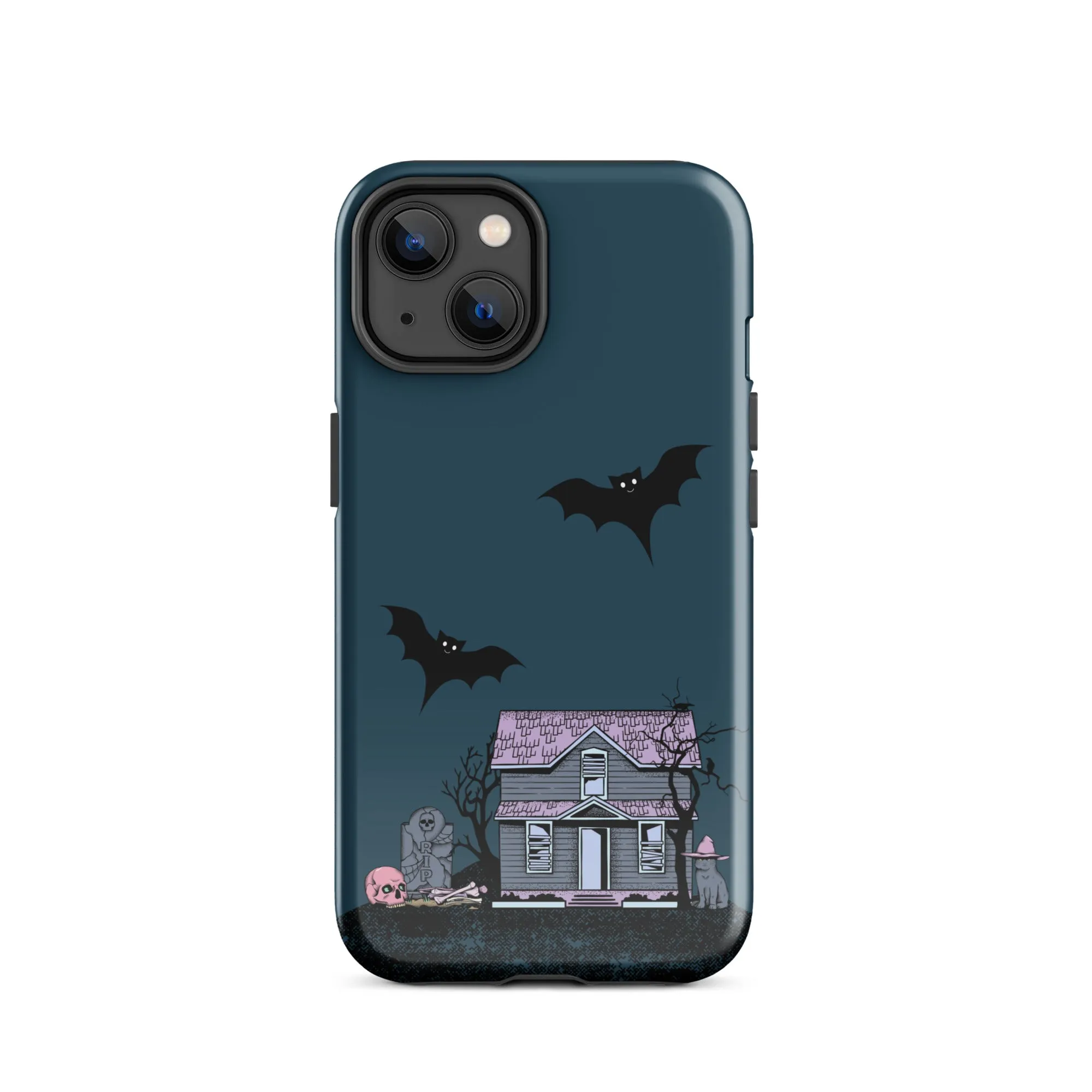 Dark Blue Halloween Haunted premium iPhone case