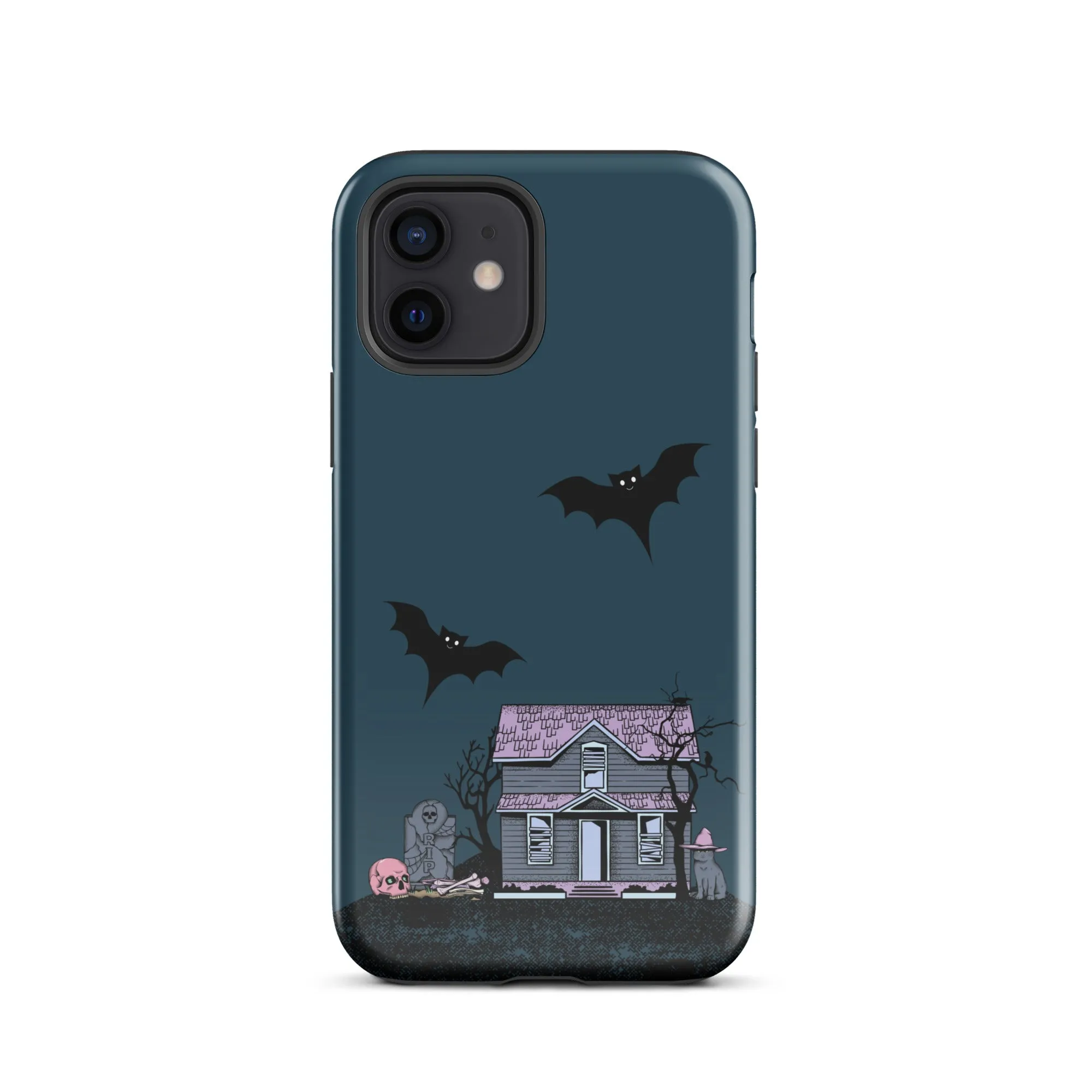 Dark Blue Halloween Haunted premium iPhone case