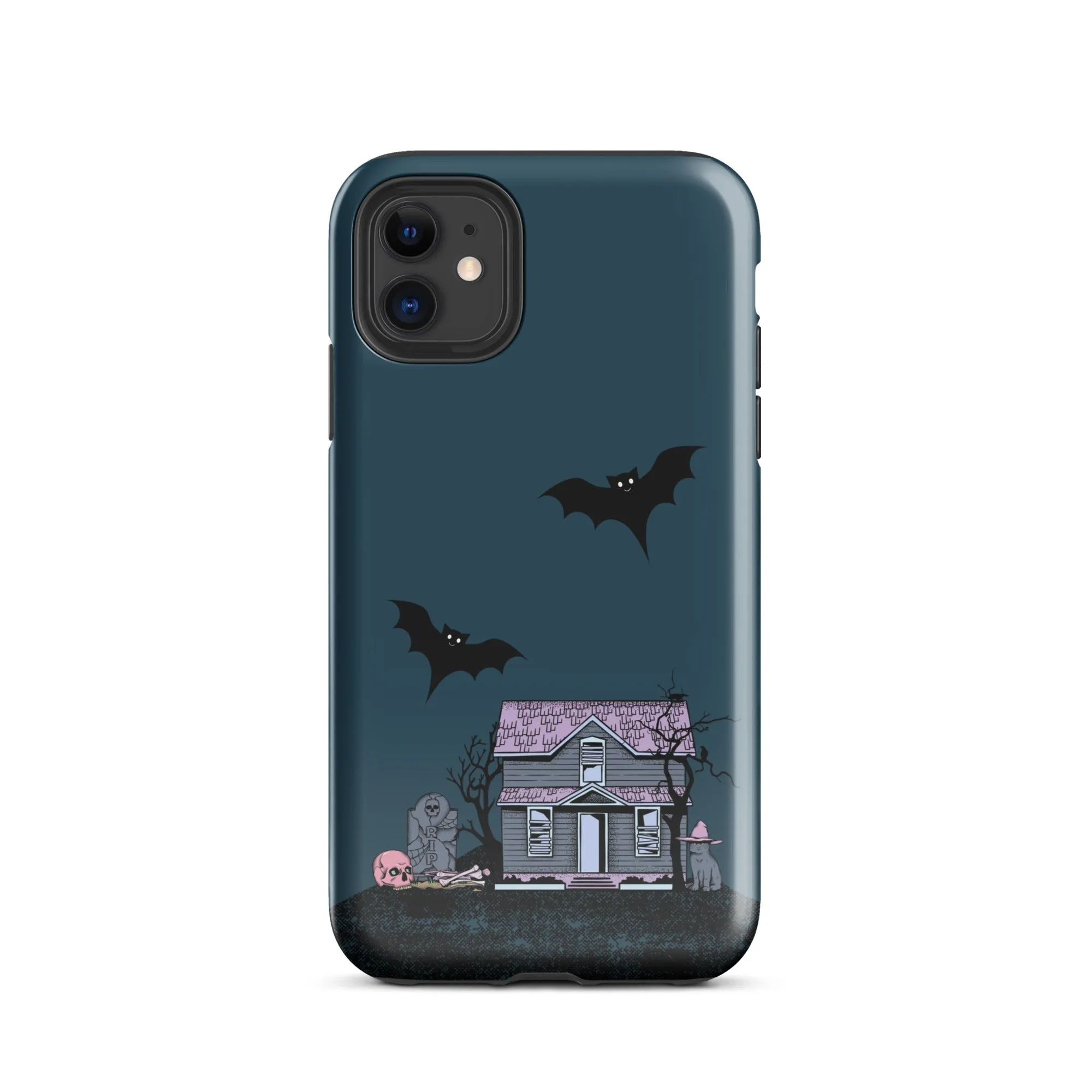 Dark Blue Halloween Haunted premium iPhone case