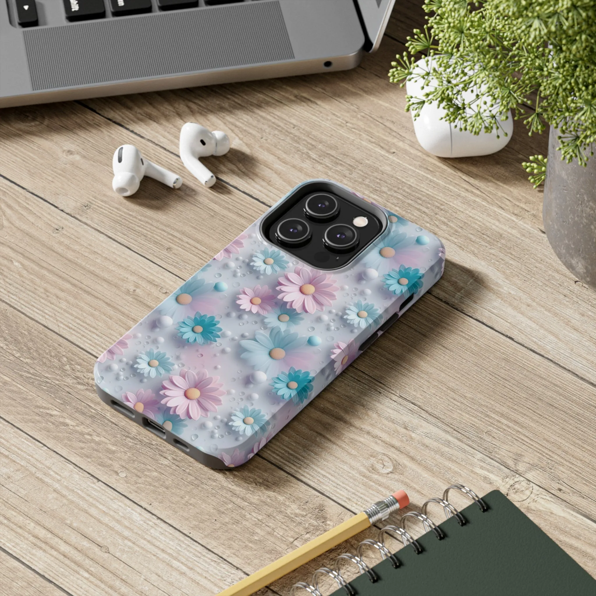 Dreamy Pastel Daisies Digital print Design Tough Phone Case compatible with a large variety of iPhone models, Gift, Phone Case