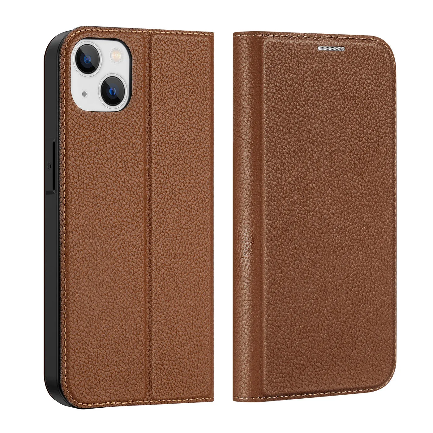 DUX DUCIS Skin X2 Tough Rugged Flip Wallet Case for Apple iPhone 14 Plus - Brown