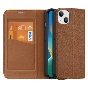 DUX DUCIS Skin X2 Tough Rugged Flip Wallet Case for Apple iPhone 14 Plus - Brown