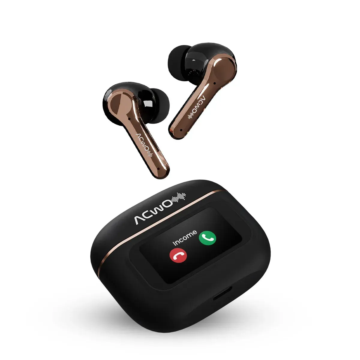 DwOTS Touch : Smart Touch Screen Display Black TWS Earbuds