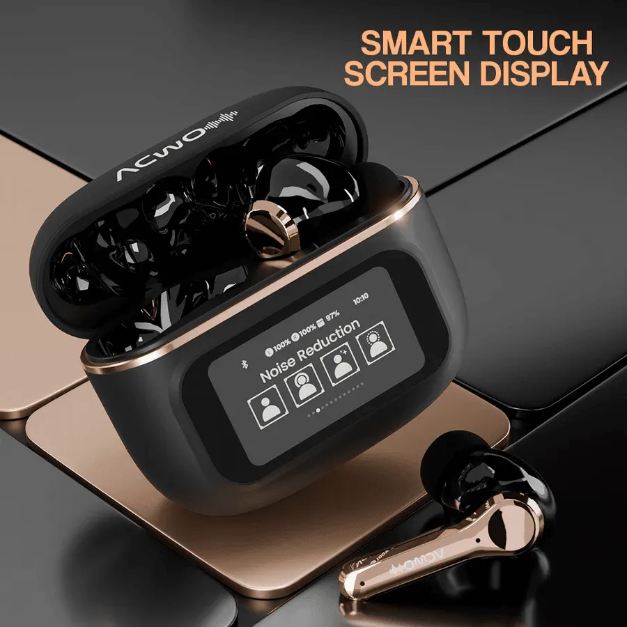 DwOTS Touch : Smart Touch Screen Display Black TWS Earbuds